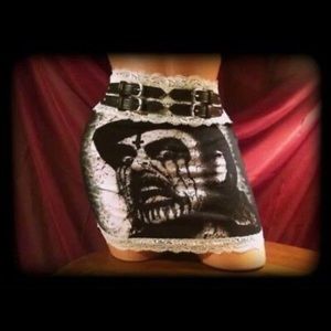 King Diamond High Waisted Mini Wiggle Skirt OOAK